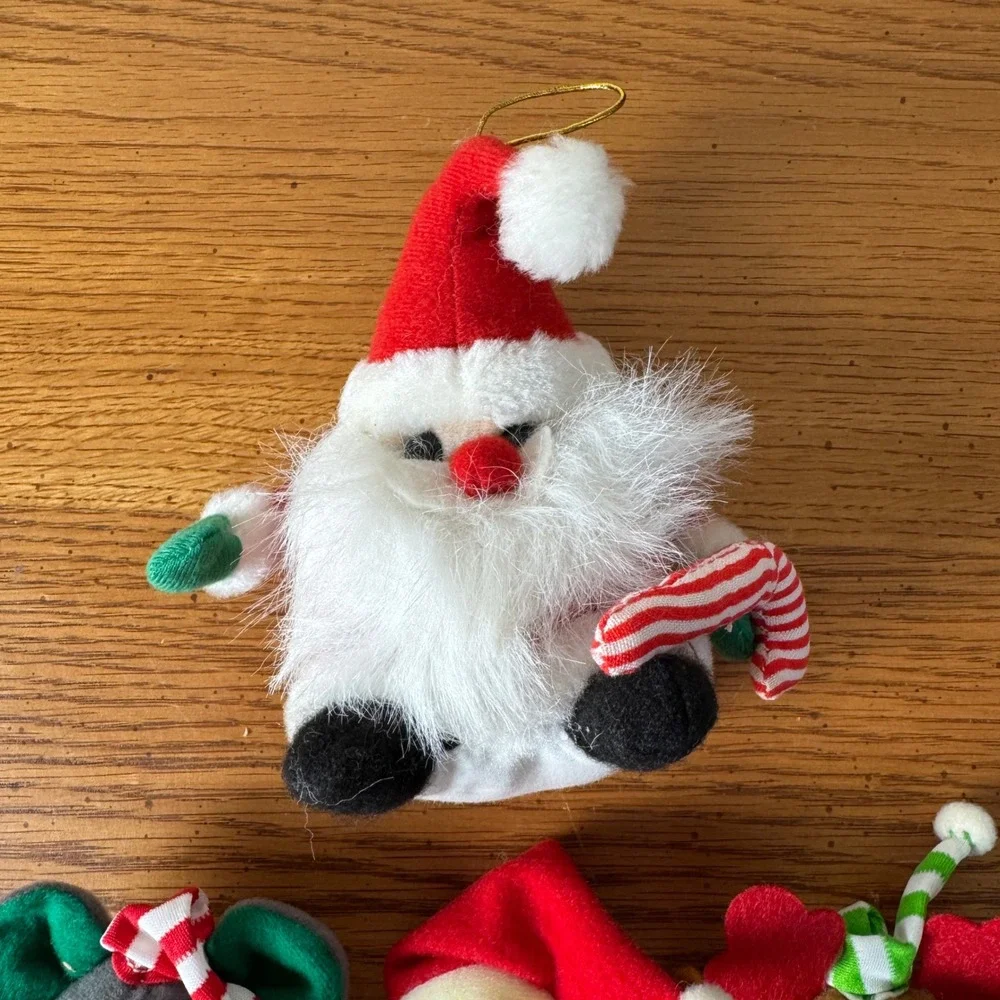 Set of 4 Plush Ornaments‎ Huggers Santa Mouse Reindeer Candy Cane Holiday